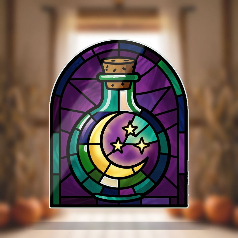 Potion Bottle Moon Arch Wavy Acrylic Suncatcher Ornament