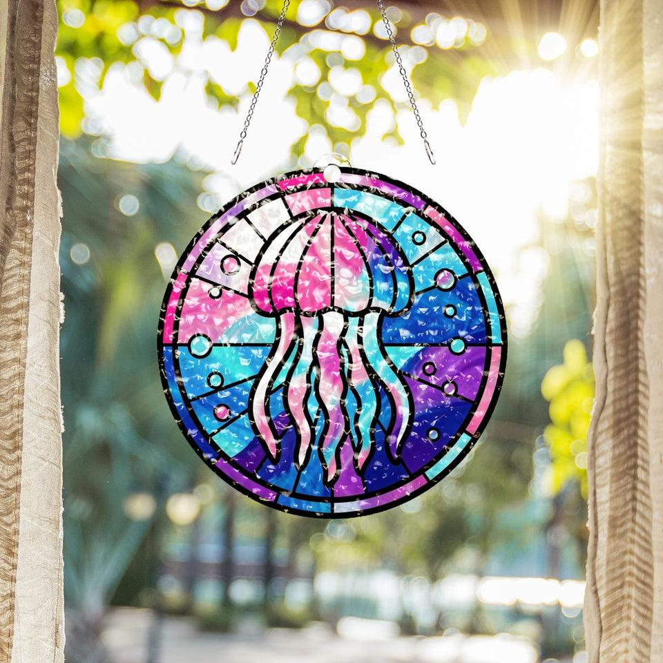Jellyfish Glow Circle Water Ripple Suncatcher