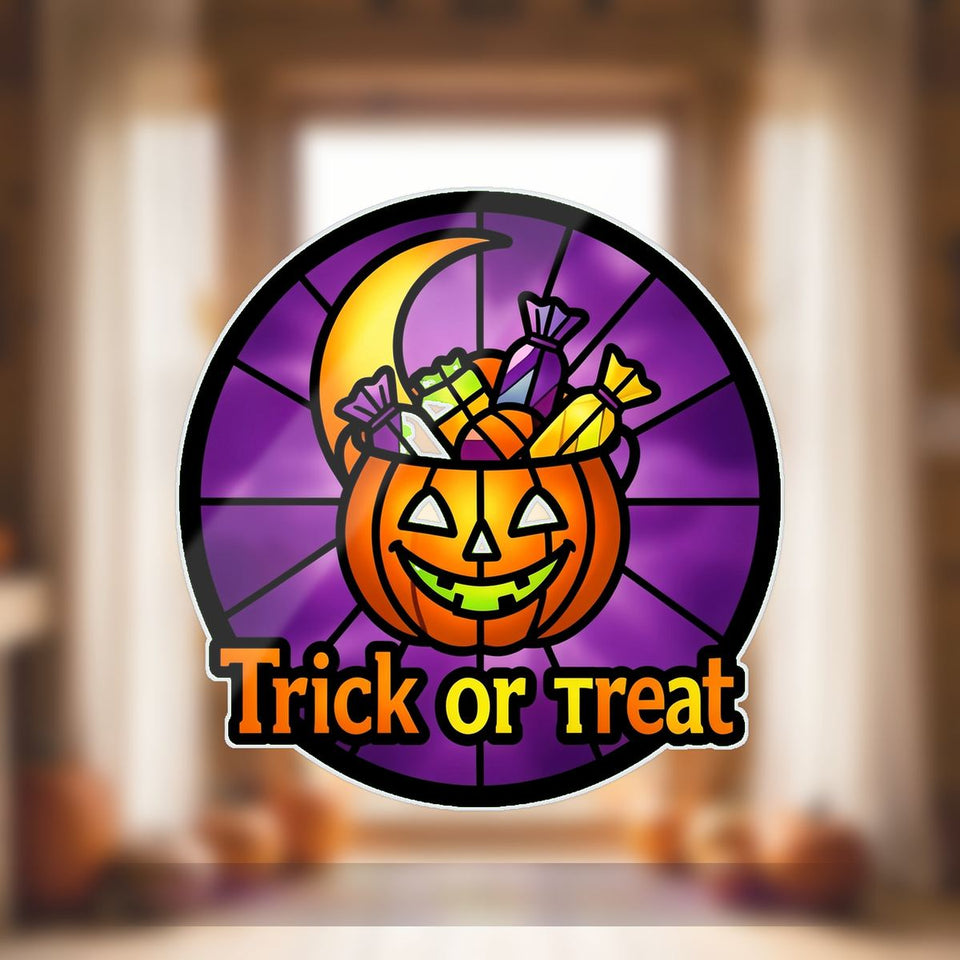 Trick Or Treat Pail Circle Wavy Acrylic Suncatcher Ornament