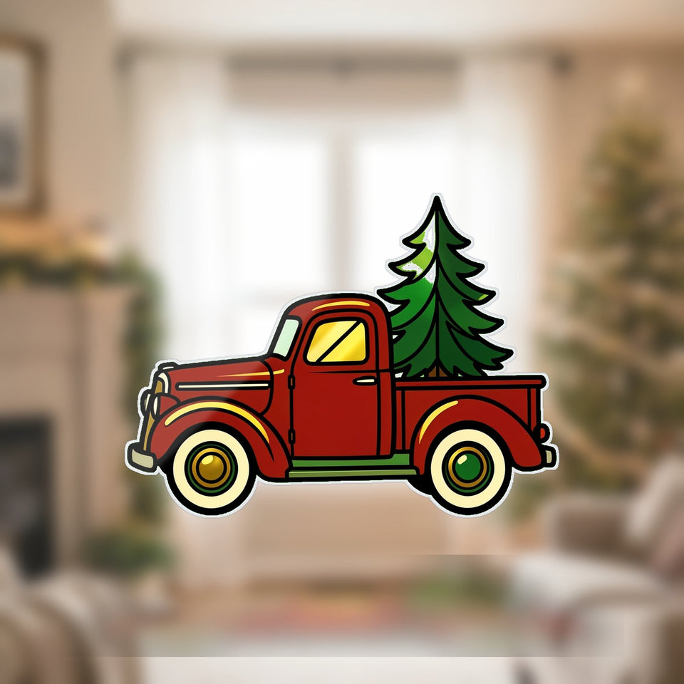 Vintage Christmas Truck Acrylic Suncatcher