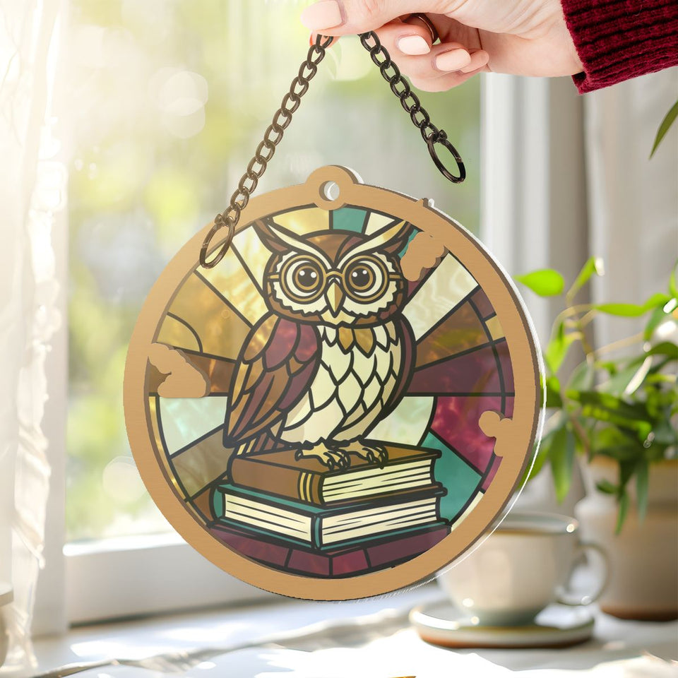 Wise Owl Books Circle Window Hanging Suncatcher