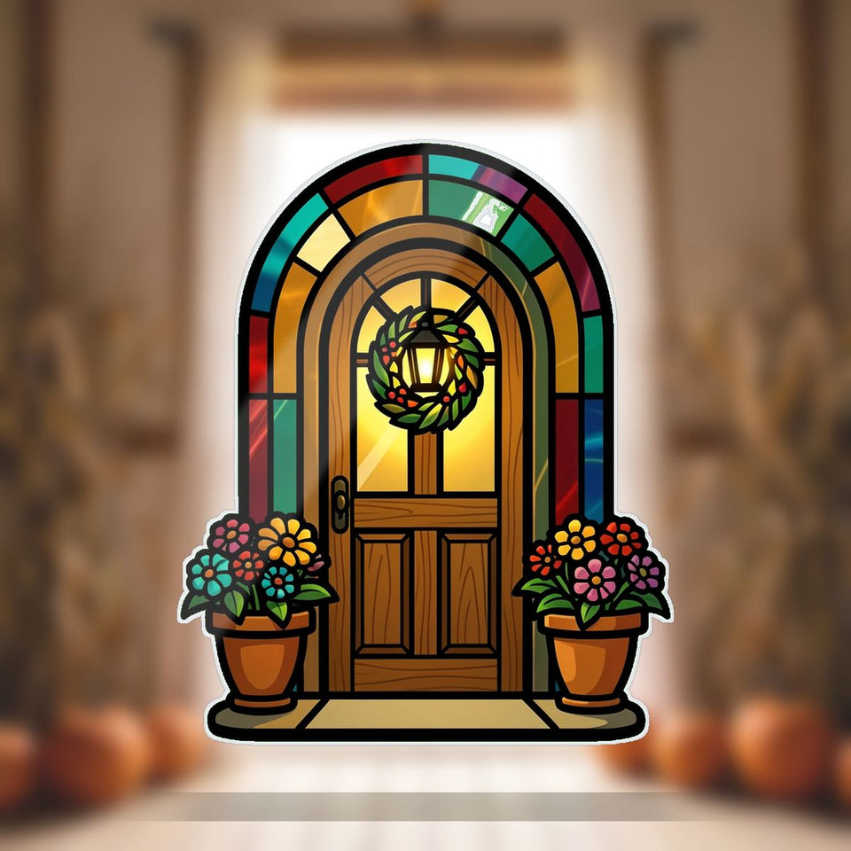 Cozy Cottage Door Arch Wavy Acrylic Suncatcher Ornament