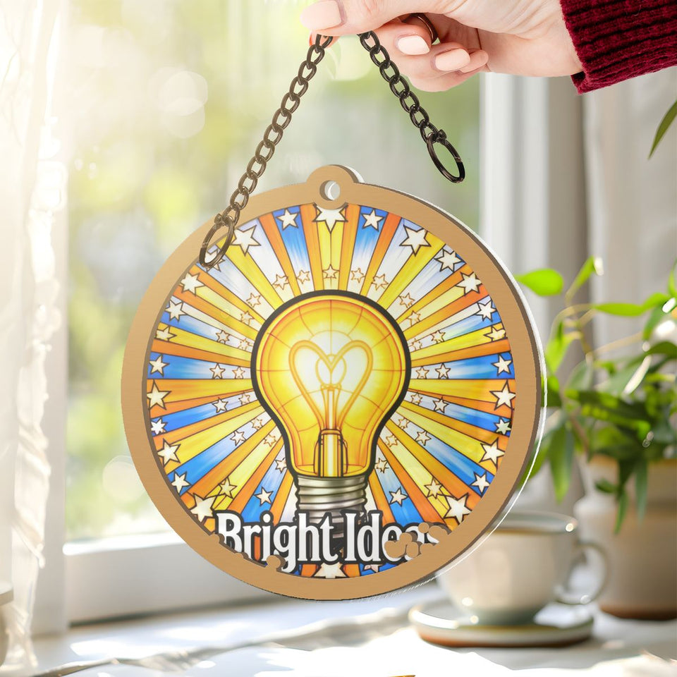 Bright Ideas Light Bulb Circle Window Hanging Suncatcher