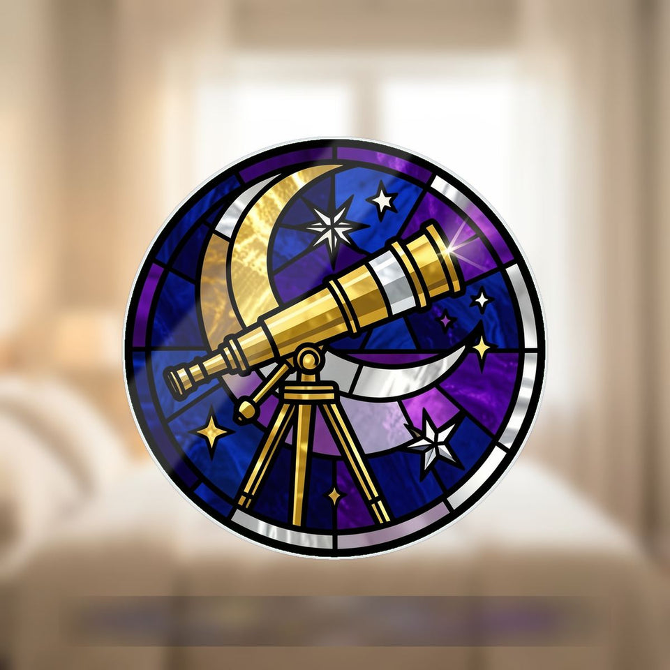 Stargazer Telescope Circle Wavy Acrylic Suncatcher Ornament
