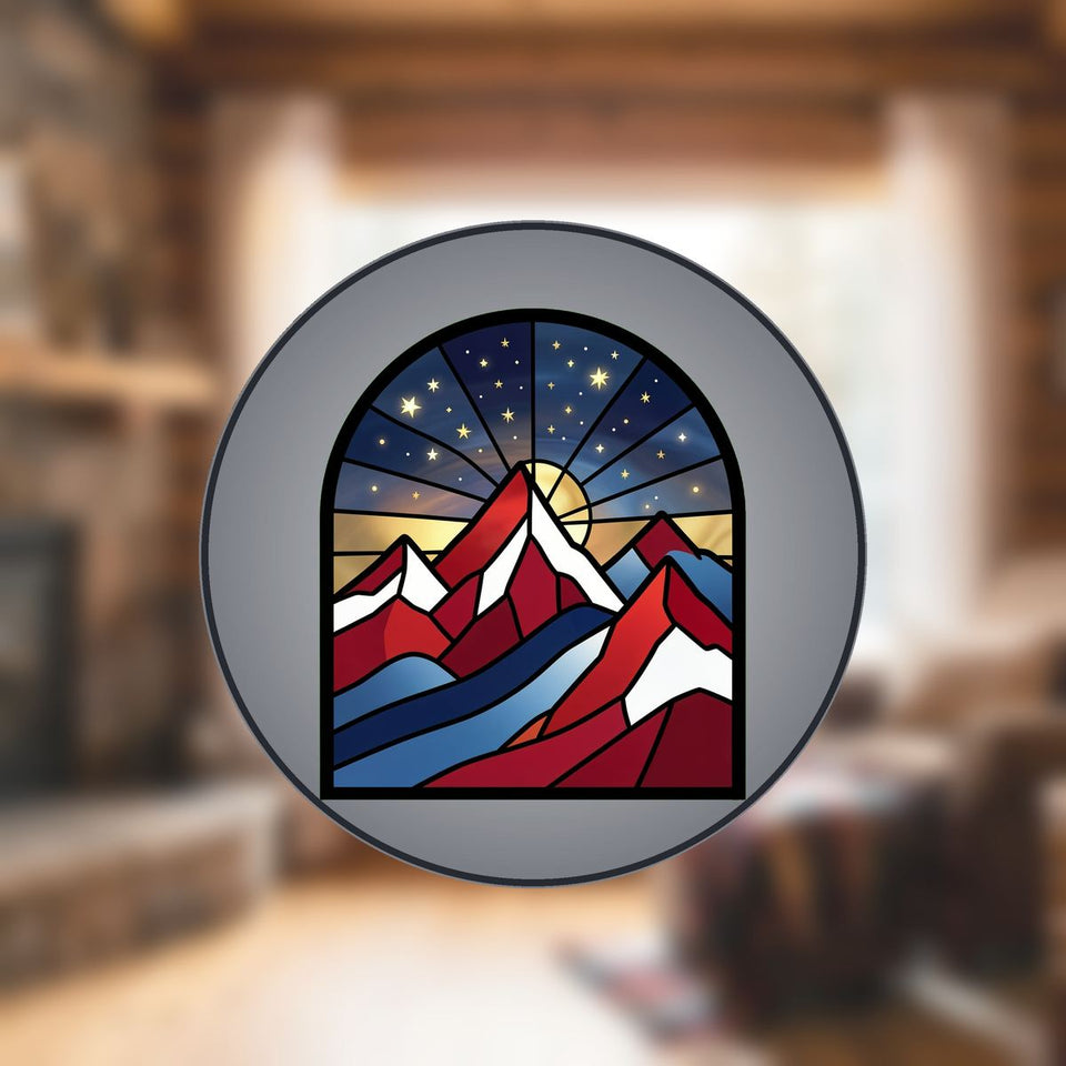 Patriotic Mountain Arch Stained Glass Suncatcher