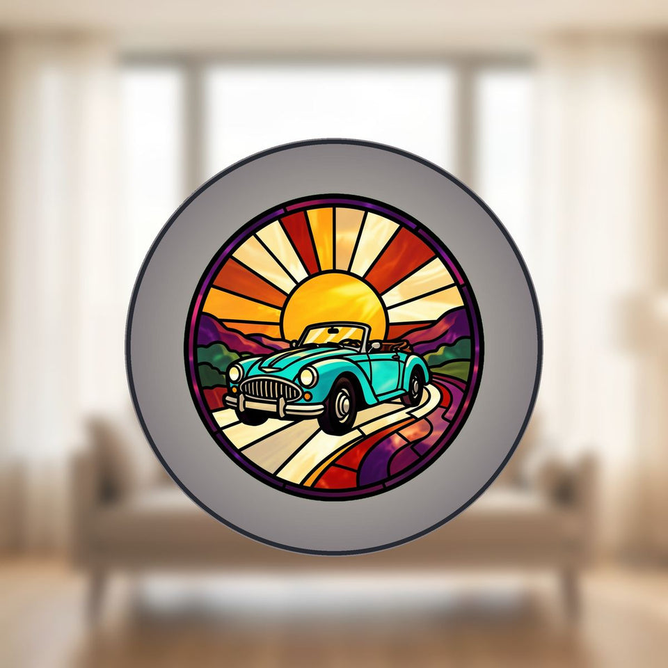 Road Trip Convertible Circle Stained Glass Suncatcher
