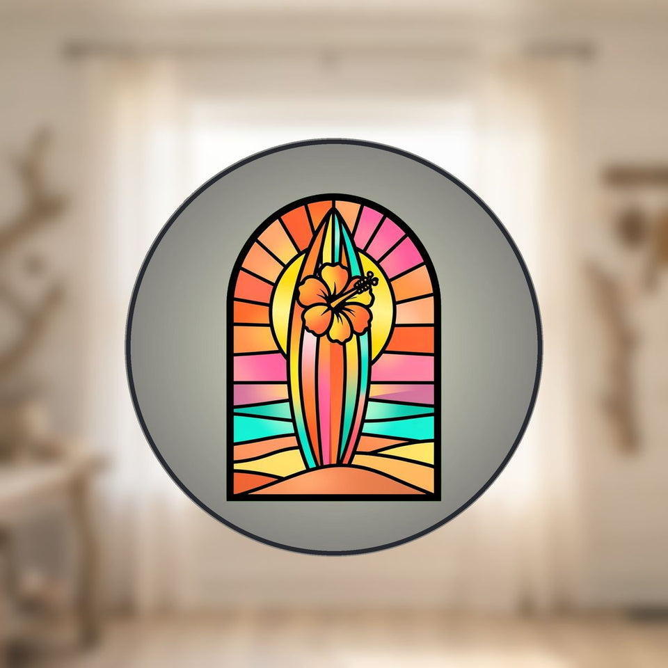 Surfboard Sunset Arch Stained Glass Suncatcher