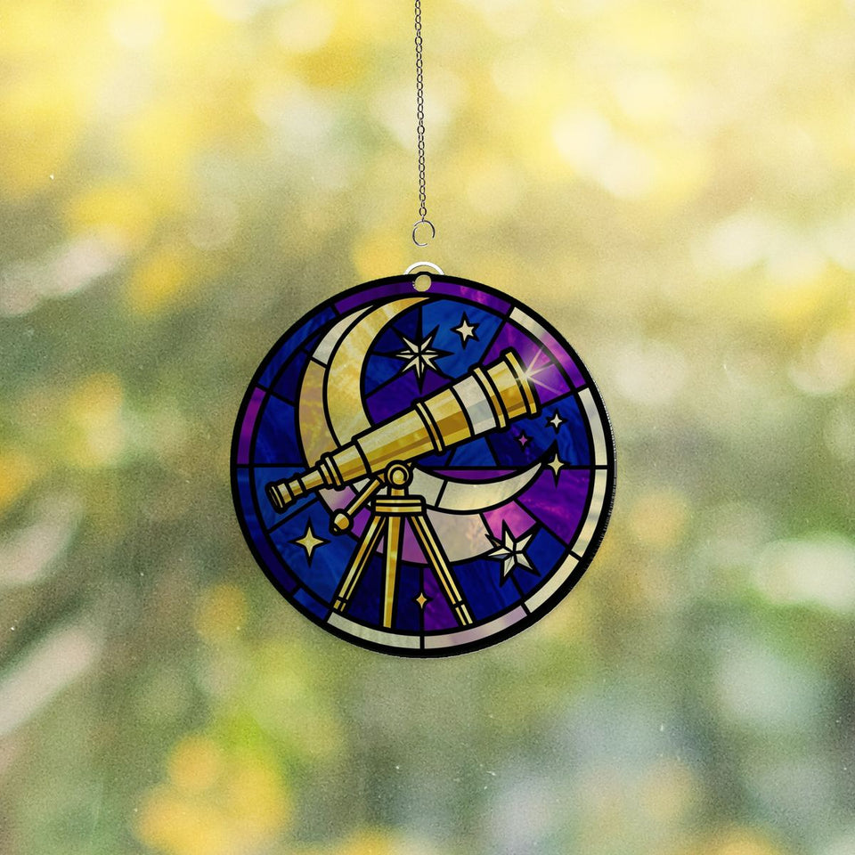 Stargazer Telescope Circle Acrylic Suncatcher