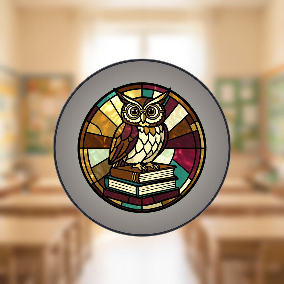 Wise Owl Books Circle Stained Glass Suncatcher