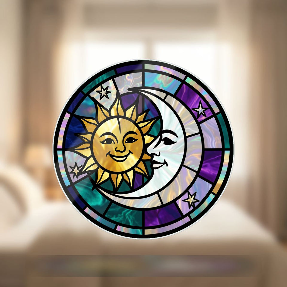 Sun Moon Celestial Circle Wavy Acrylic Suncatcher Ornament