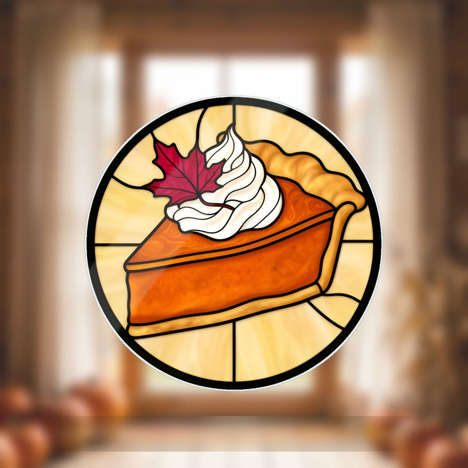 Pumpkin Pie Slice Circle Wavy Acrylic Suncatcher Ornament