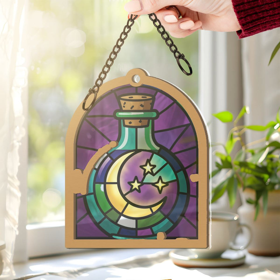 Potion Bottle Moon Arch Window Hanging Suncatcher
