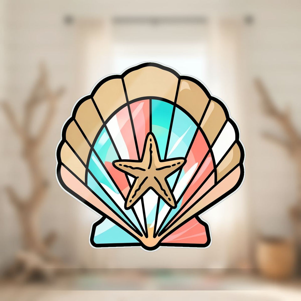 Seashell Starfish Arch Wavy Acrylic Suncatcher Ornament