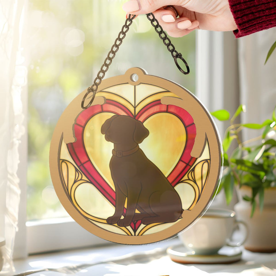 Loyal Dog Heart Circle Window Hanging Suncatcher