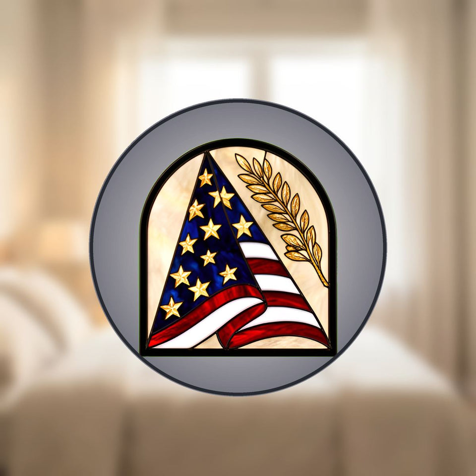 Folded Flag Memorial Arch Stained Glass Suncatcher