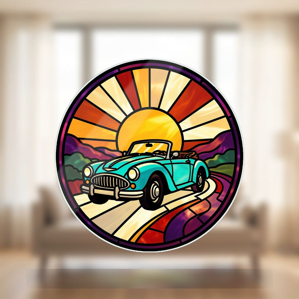 Road Trip Convertible Circle Wavy Acrylic Suncatcher Ornament