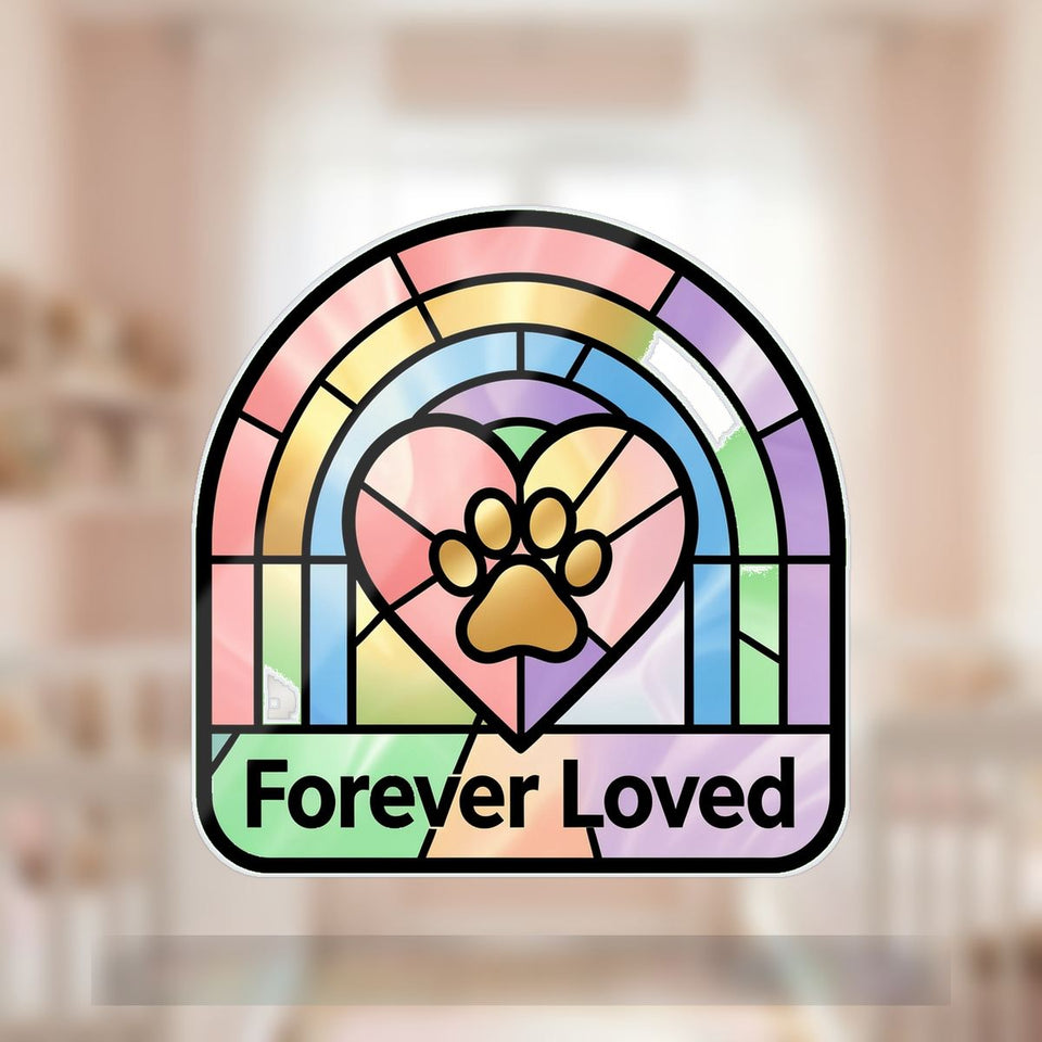 Rainbow Bridge Pet Memorial Wavy Acrylic Suncatcher Ornament