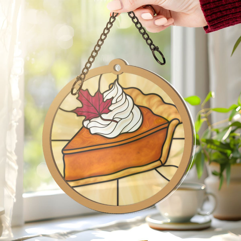 Pumpkin Pie Slice Circle Window Hanging Suncatcher