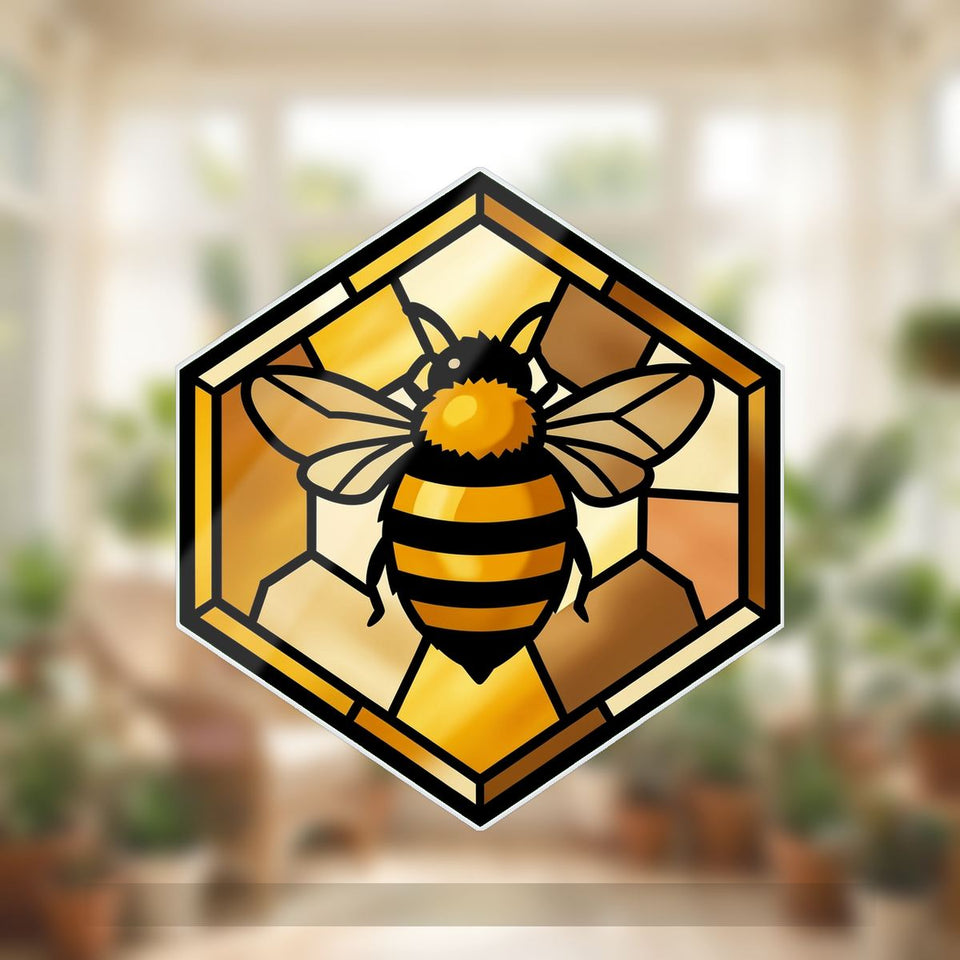 Honeybee Honeycomb Hexagon Wavy Acrylic Suncatcher Ornament