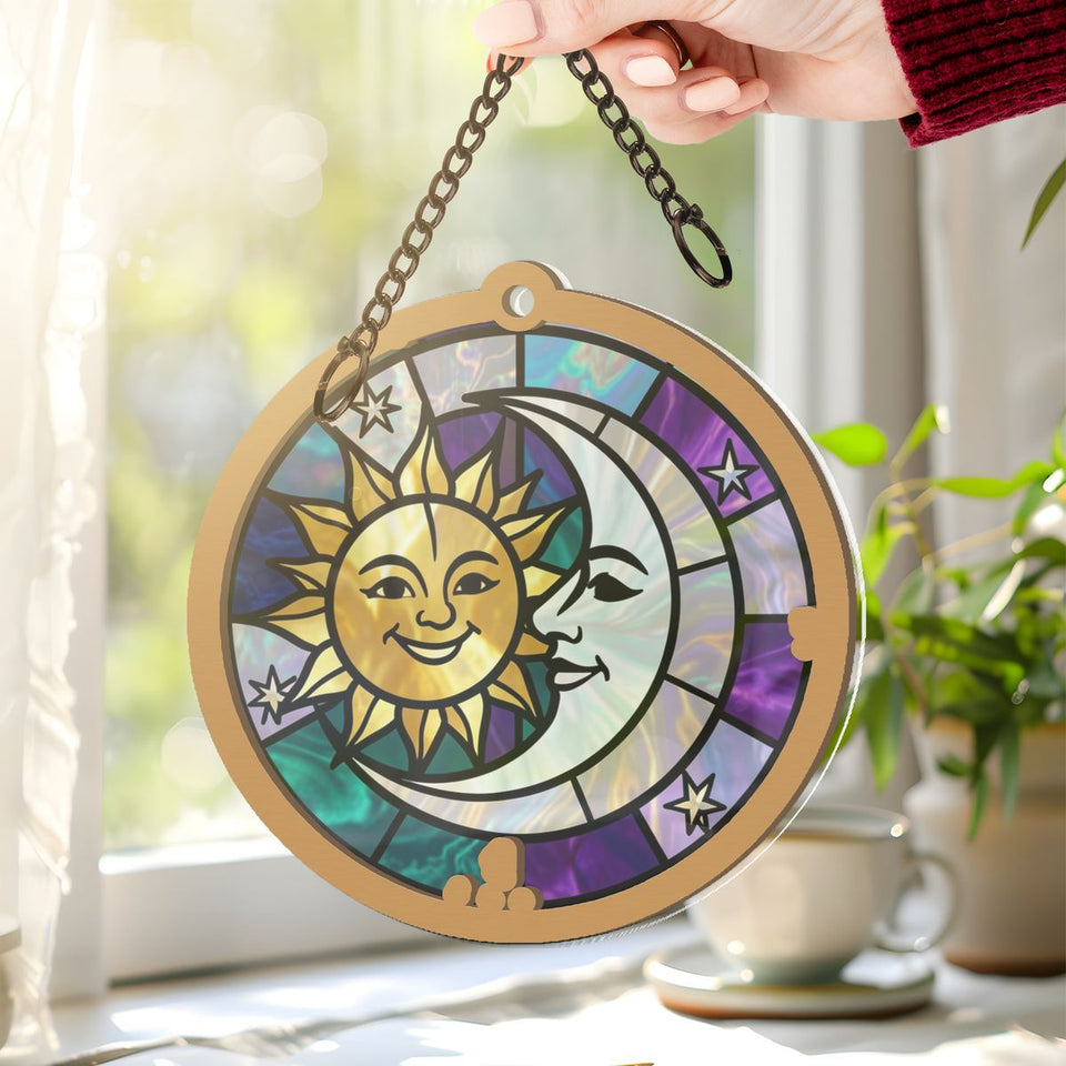 Sun Moon Celestial Circle Window Hanging Suncatcher