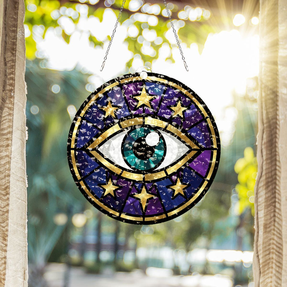 Celestial Eye Crescent Circle Water Ripple Suncatcher