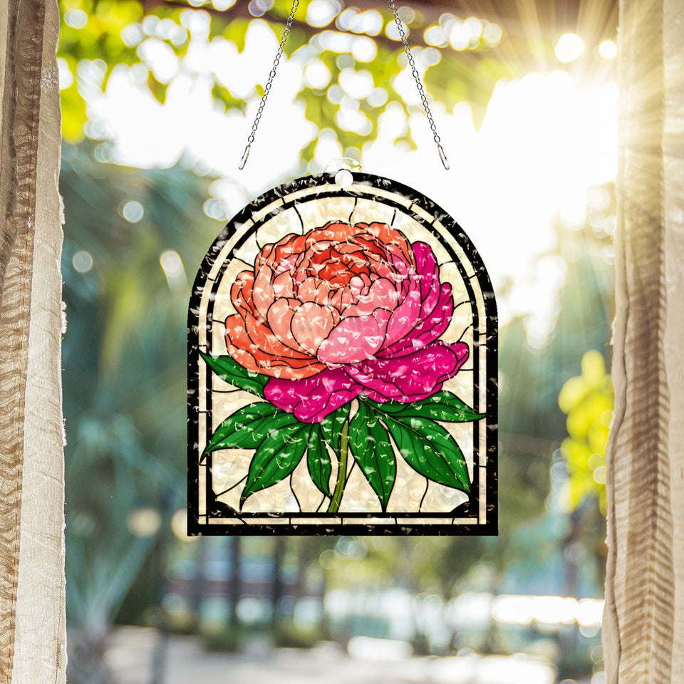 Peony Bloom Arch Water Ripple Suncatcher