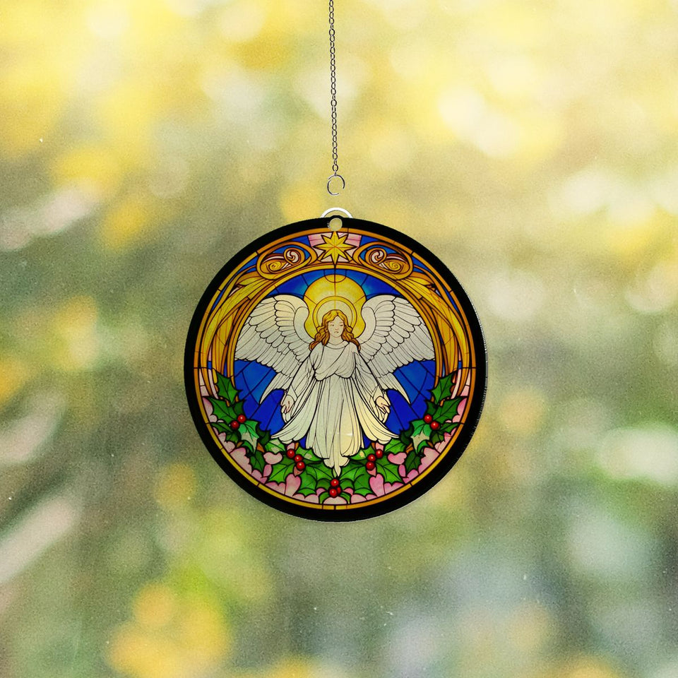 Christmas Angel Halo Circle Acrylic Suncatcher