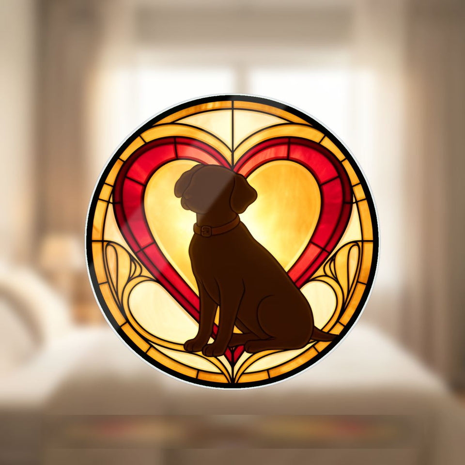 Loyal Dog Heart Circle Wavy Acrylic Suncatcher Ornament