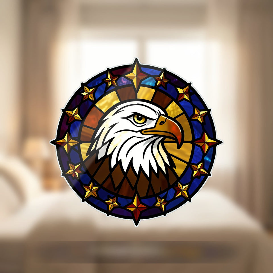 Bald Eagle Stars Circle Acrylic Suncatcher