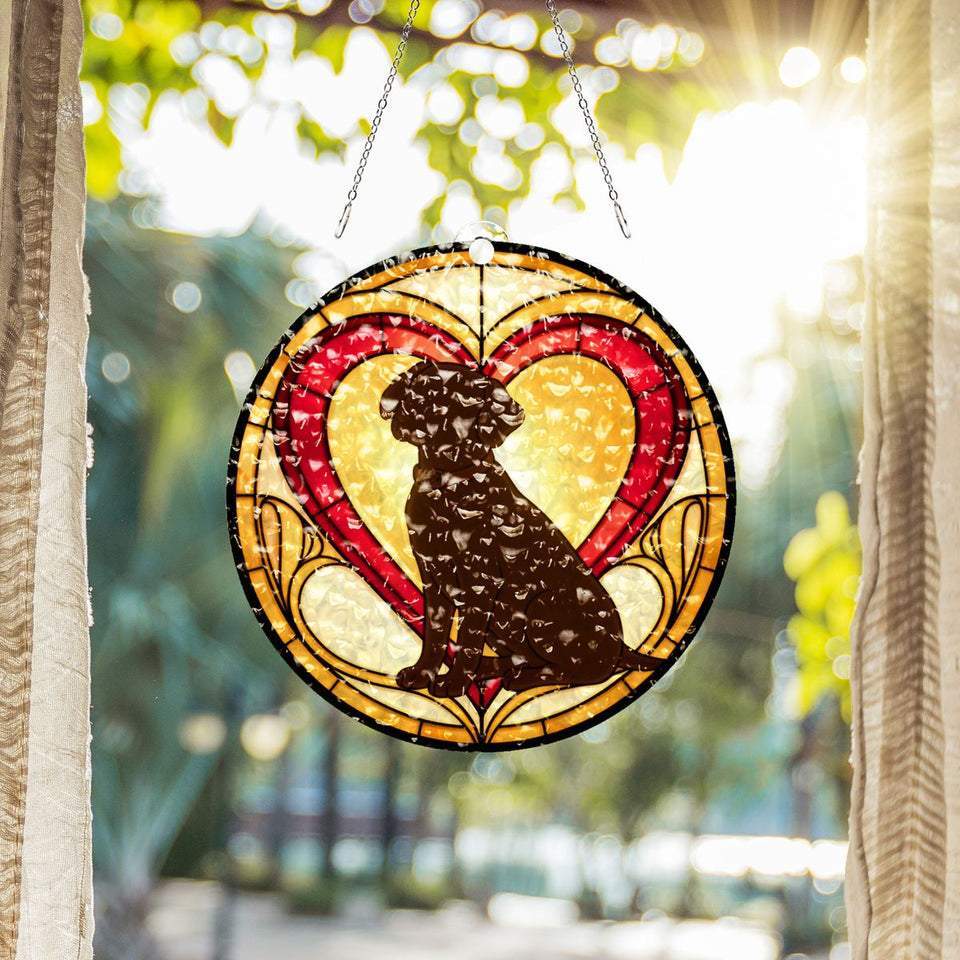 Loyal Dog Heart Circle Water Ripple Suncatcher