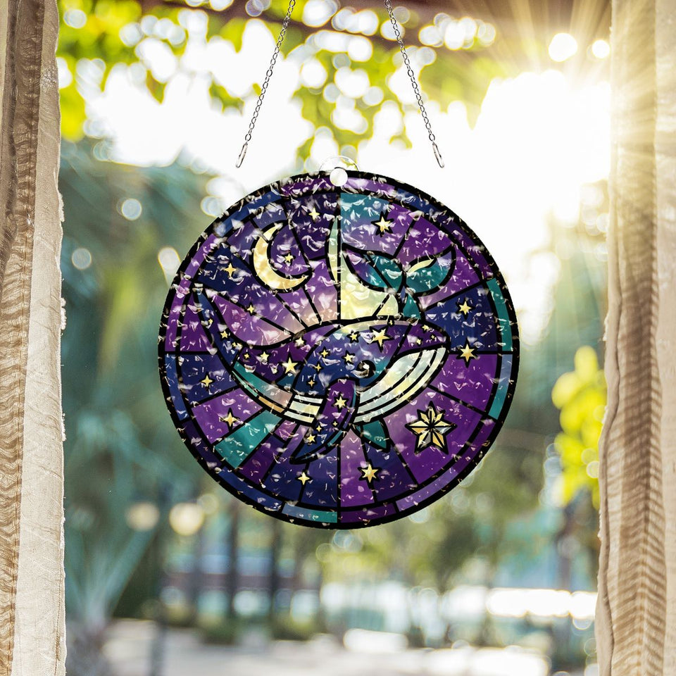 Starry Whale Night Circle Water Ripple Suncatcher