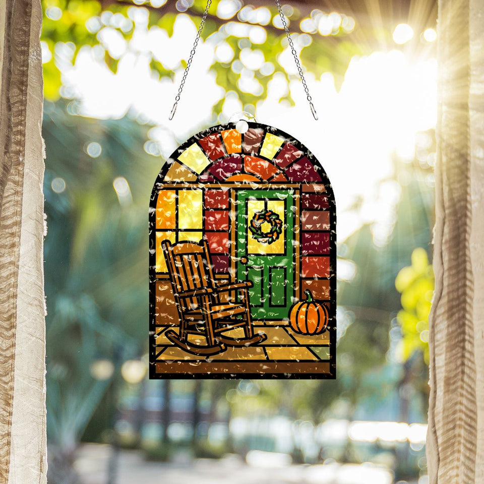 Front Porch Rocking Chair Arch Water Ripple Suncatcher