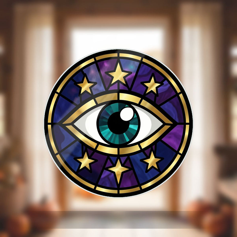 Celestial Eye Crescent Circle Wavy Acrylic Suncatcher Ornament