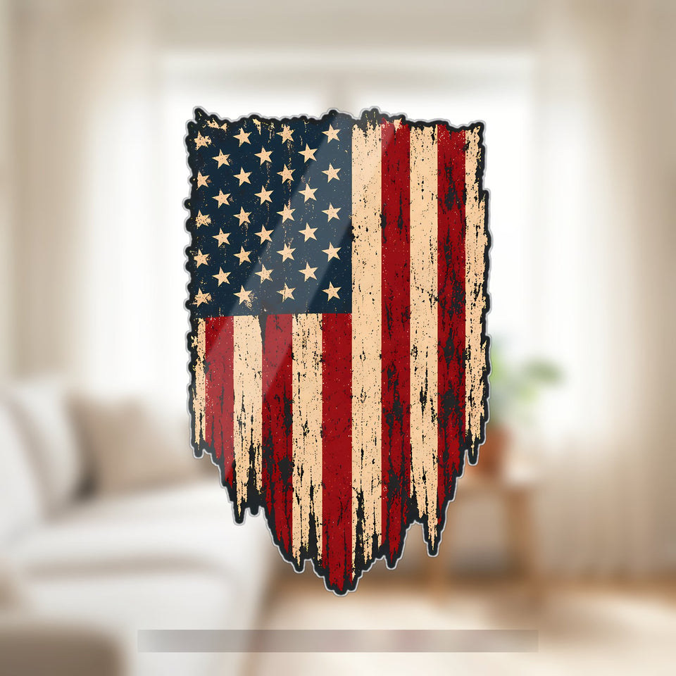 Distressed American Flag Acrylic Suncatcher