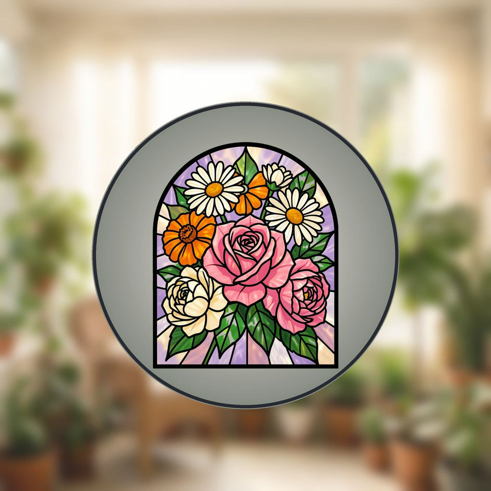 Birth Flower Bouquet Arch Stained Glass Suncatcher
