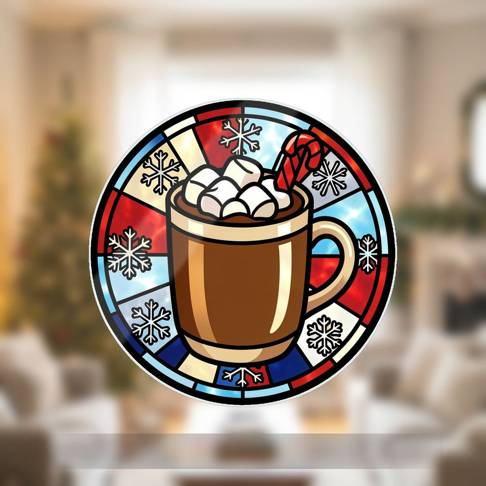 Hot Cocoa Mug Circle Wavy Acrylic Suncatcher Ornament