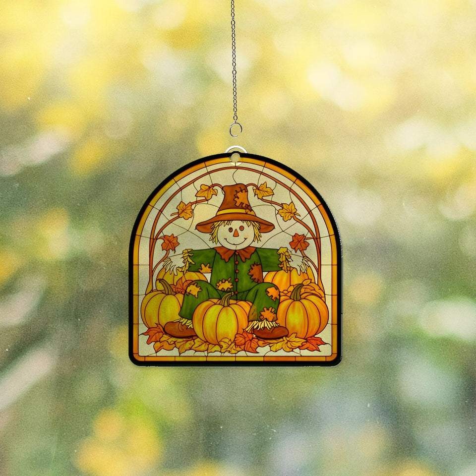 Scarecrow Pumpkin Patch Arch Acrylic Suncatcher