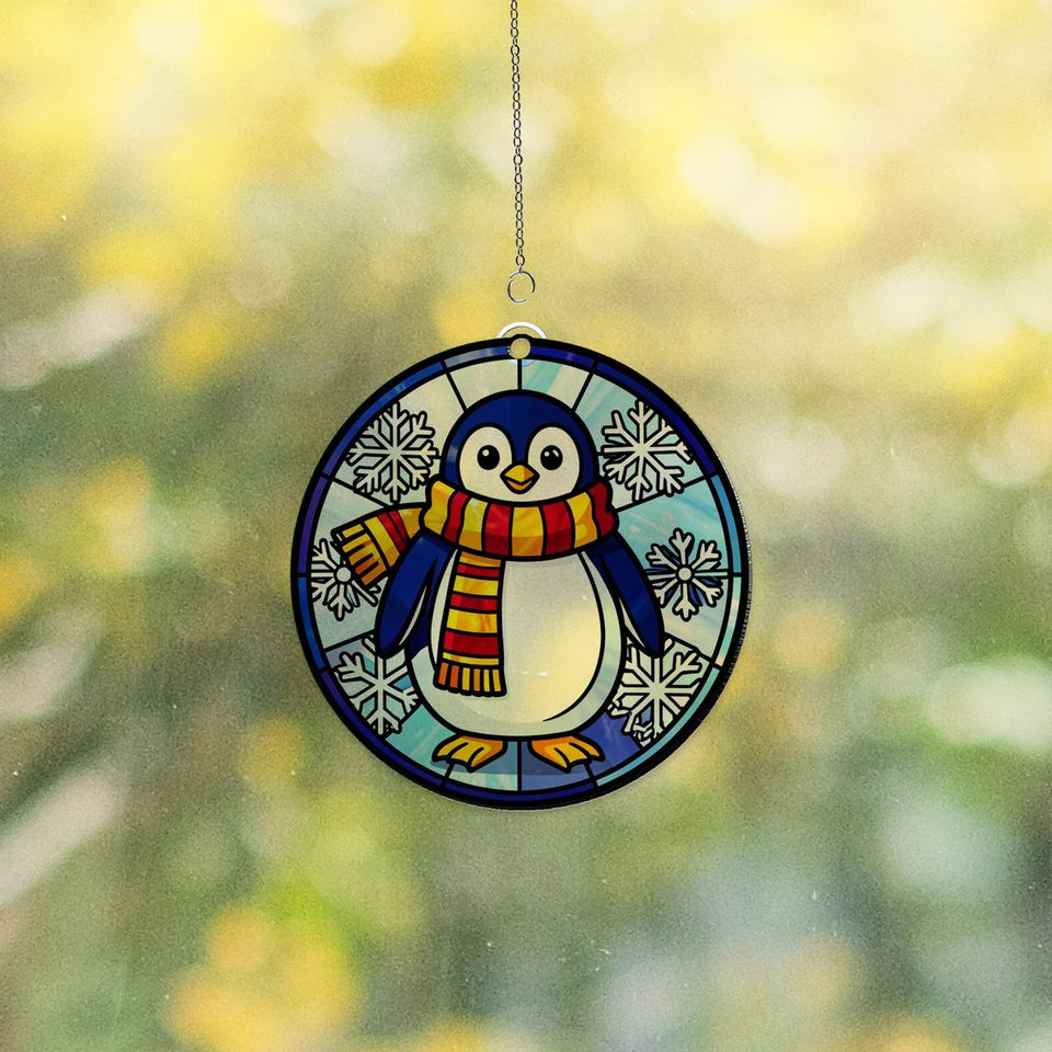 Penguin Scarf Snowflake Acrylic Suncatcher