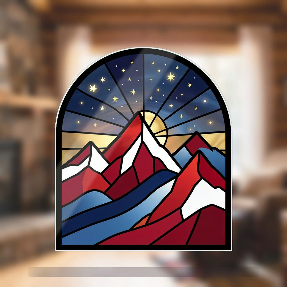 Patriotic Mountain Arch Wavy Acrylic Suncatcher Ornament