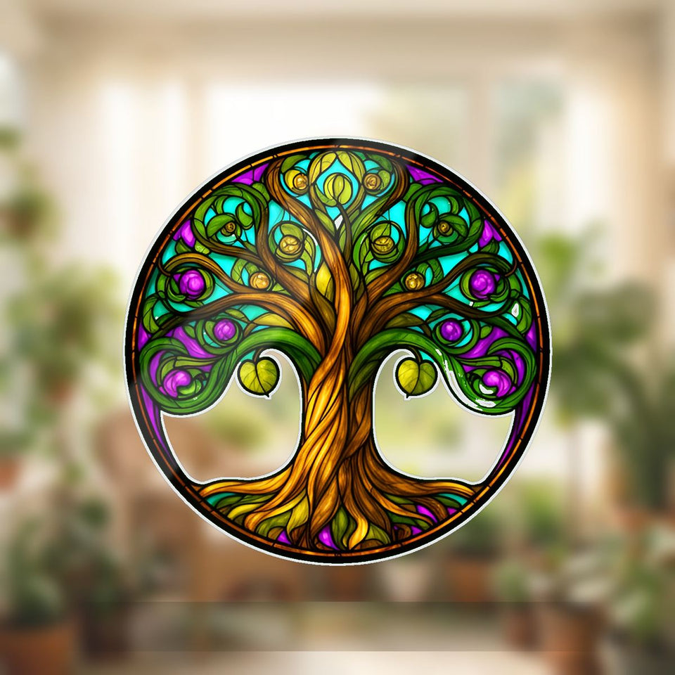 Tree of Life Memorial Circle Wavy Acrylic Suncatcher Ornament