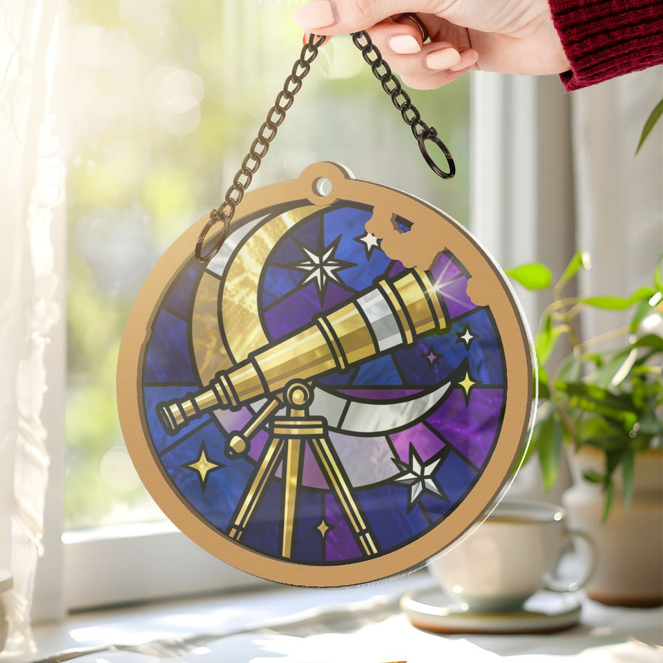 Stargazer Telescope Circle Window Hanging Suncatcher