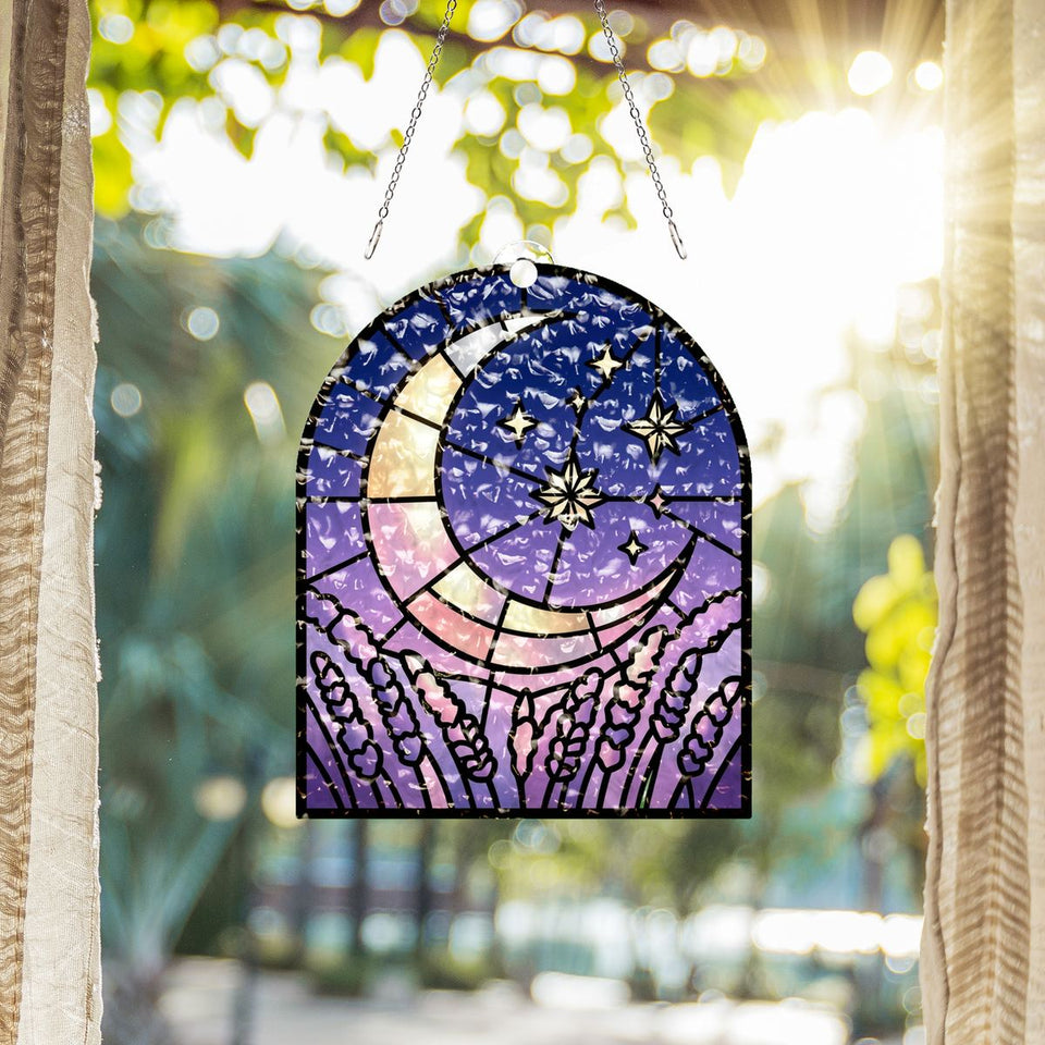 Starry Lavender Moon Arch Water Ripple Suncatcher