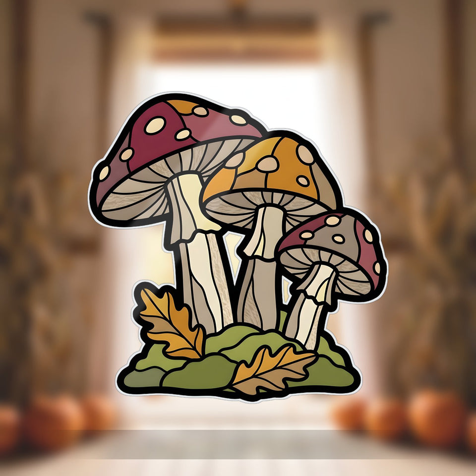 Autumn Mushroom Cluster Acrylic Suncatcher