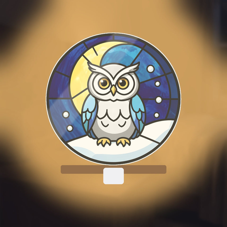 Snowy Owl Winter Moon Plug-In Night Light