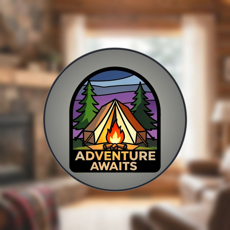 Camping Tent Campfire Arch Stained Glass Suncatcher