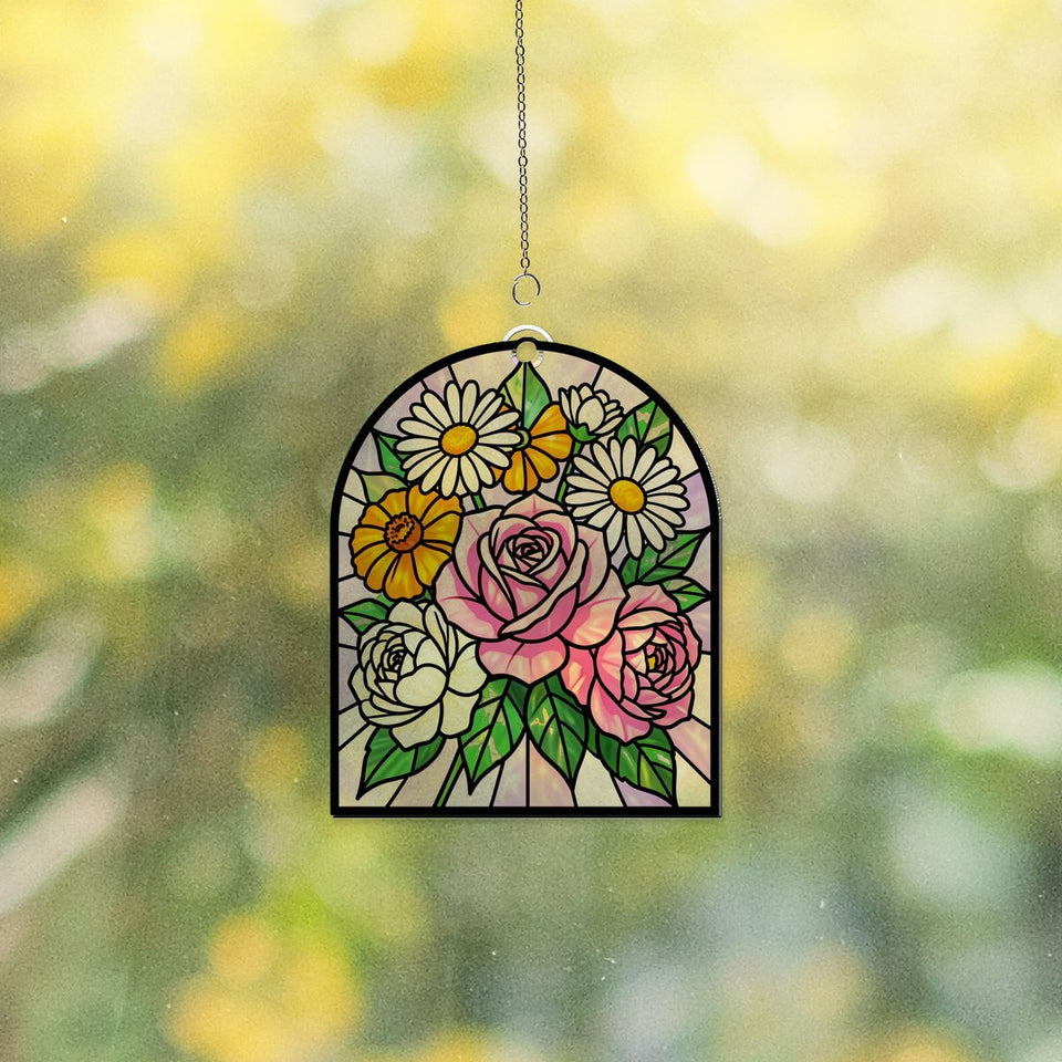 Birth Flower Bouquet Arch Acrylic Suncatcher