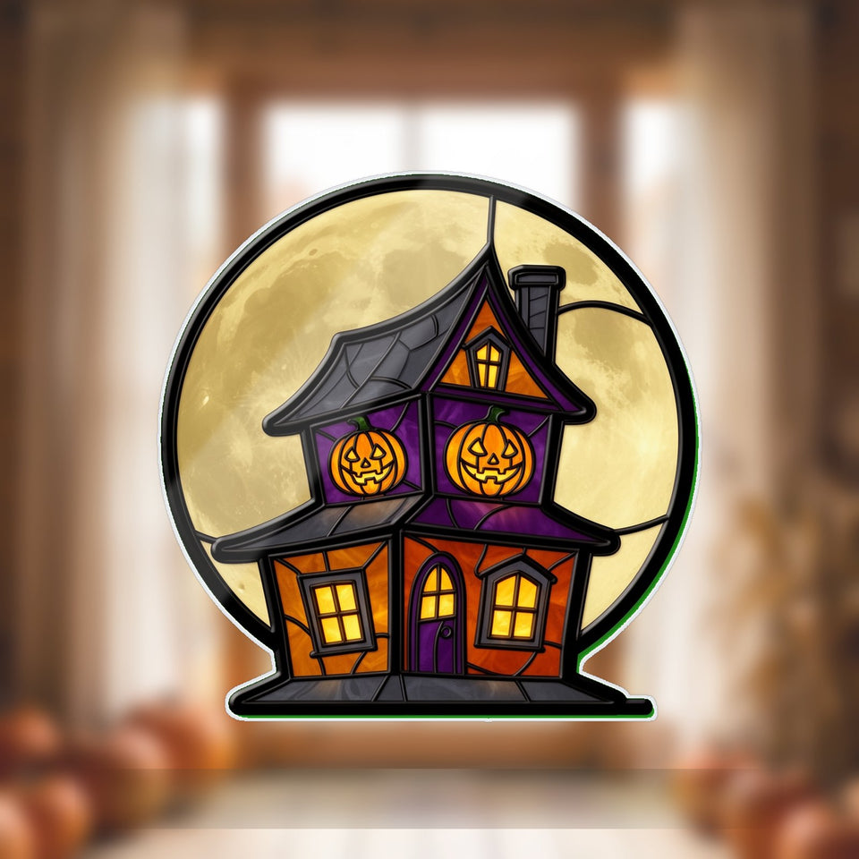 Haunted House Full Moon Acrylic Suncatcher
