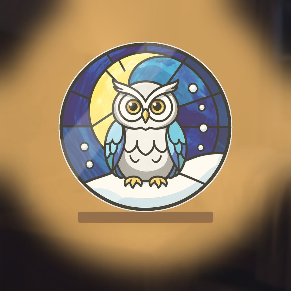 Snowy Owl Winter Moon Night Light Box