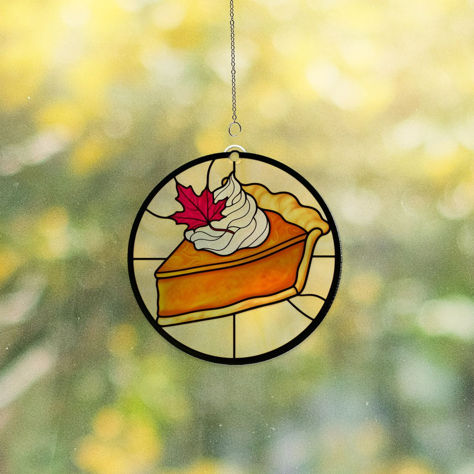 Pumpkin Pie Slice Circle Acrylic Suncatcher