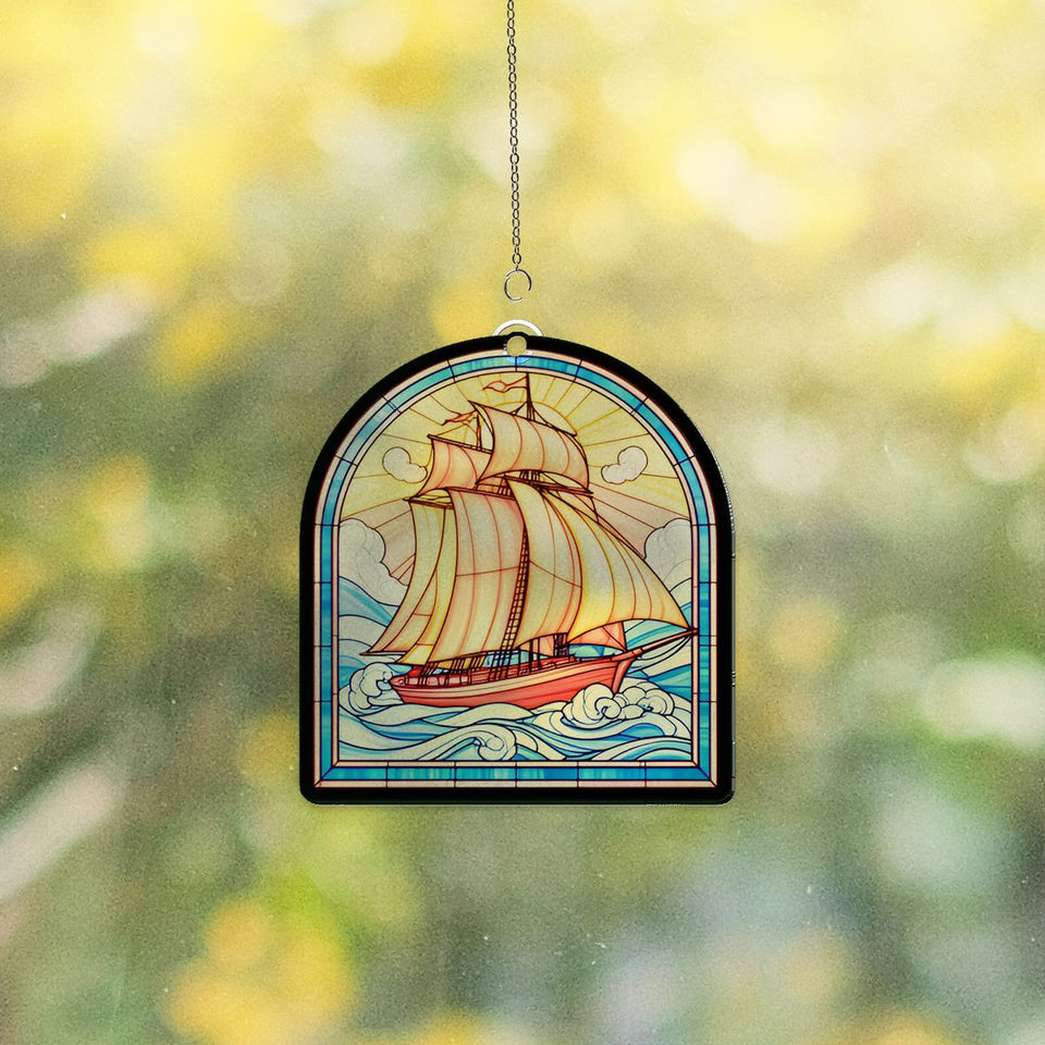 Sailboat Harbor Arch Acrylic Suncatcher